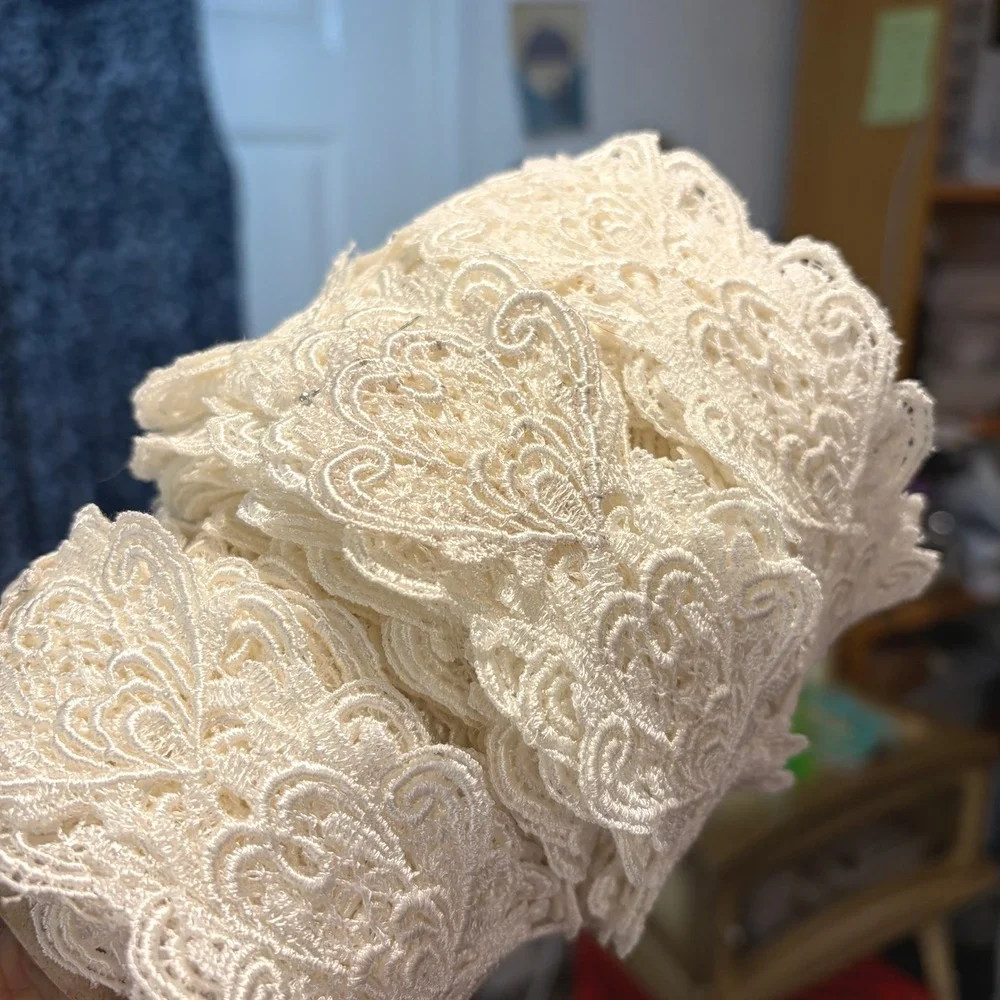 Ivory Venice Lace Trim Scallop Floral Embroidered Guipure Sew Craft  Bridal 15yd